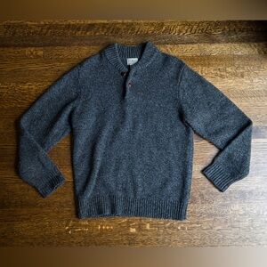 Charcoal Wool Pullover, Henley Sweater